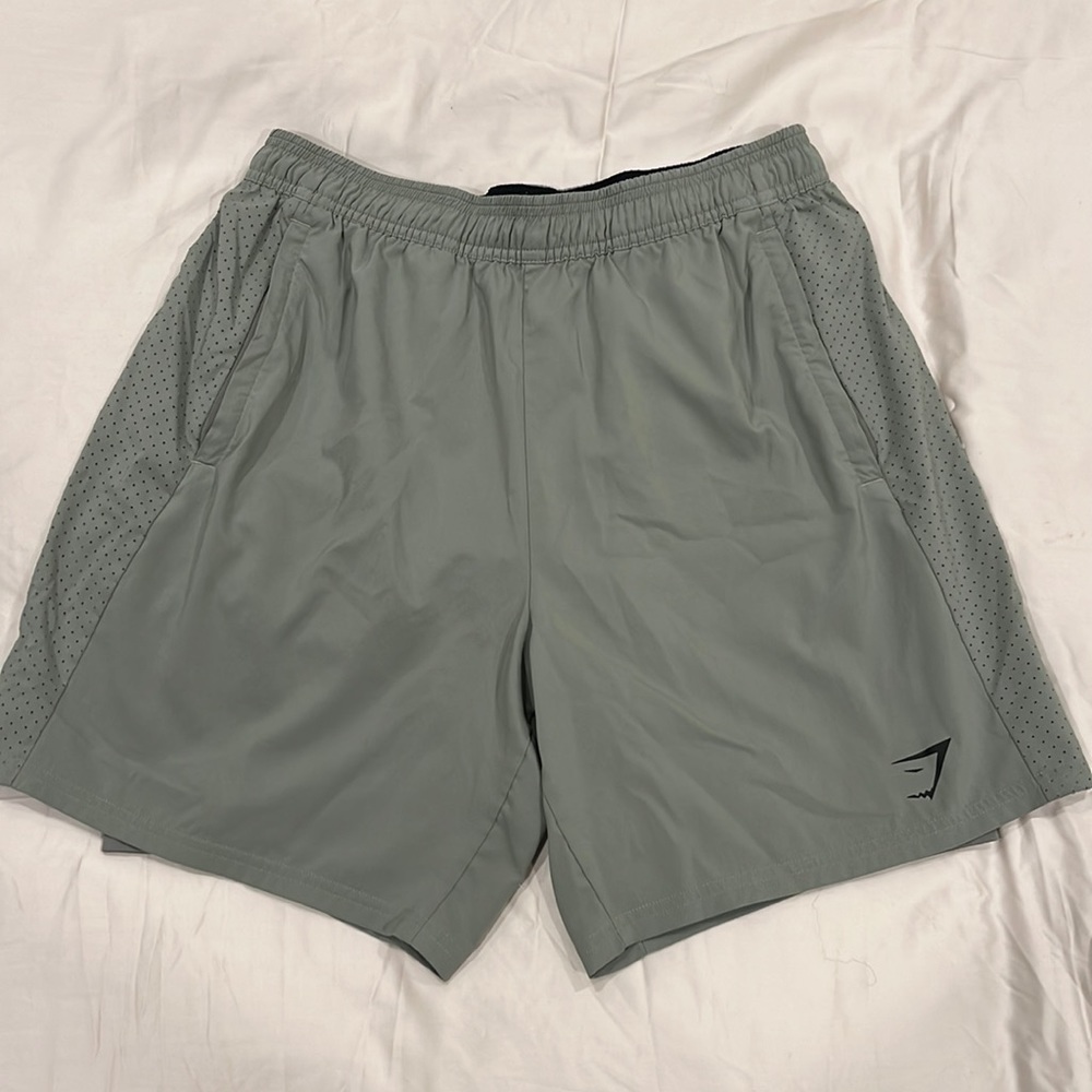 Gymshark Light Green Lined Shorts. Size: M. Like New.